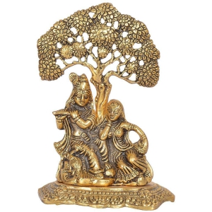 Green Tales - Brass Radha Krishna Idol ( 17 cm )