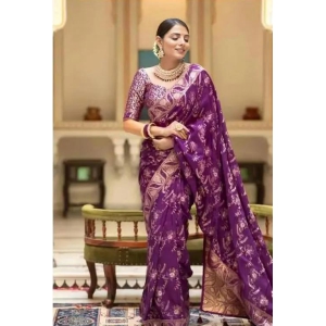 Presenting Lichi Silk Purple Color Saree