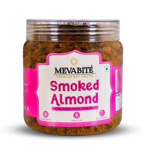 MEVABITE Smoked Roasted Almond 1kg - Himalayan Pink Salt Almonds | Crunchy & Salted Badam