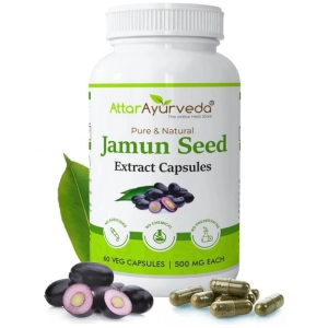 Attar Ayurveda Jamun Seed Extract Capsule 500mg, 60 capsules | Veg Capsules (Pack of 1)