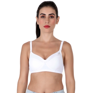 LacyLuxe Seamless Women T-Shirt Lightly Padded Bra (White)-White / 34C / Nylon Spandex