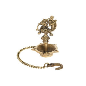 Peacock Hanging Brass Diya | 100% Pure Brass |  Antique Finish