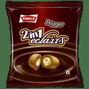 Parle Bigger 2 In 1 Eclairs Toffee - Filled With Chocolate & Caramel, Creamy, 217.8 G (Pack Of 24)