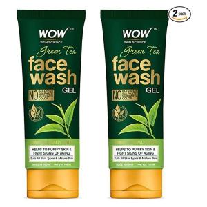 WOW Skin Science Green Tea Face Wash Gel - For Purifying Skin - No Parabens, Sulphate, Silicones & Color Pack of 2 Vol. 200mL