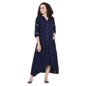 Antaran Rayon Navy A- line Dress - S