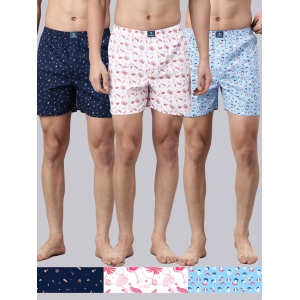 Joven Men Printed Boxer Pack Of 3 Shorts-M / Multicolor