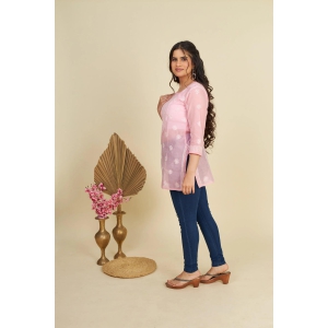 Chanderi Chikankari Top-Baby Pink-Baby Pink / S