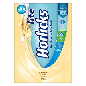 Horlicks Lite No Added Sugar Badam Nutrition Drink Powder Box 450g