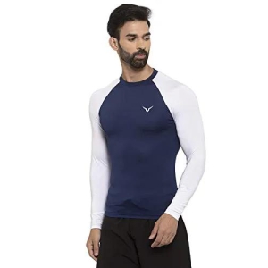 Invincible Men’s Compress Base Layer Long Sleeve Tee-Navy White / M