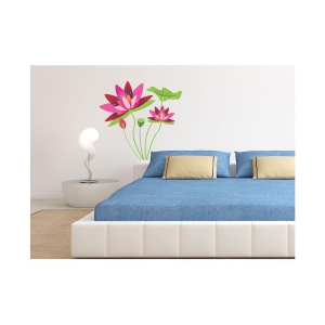 Asmi Collection Beautiful Lotus Flower Wall Sticker ( 75 x 78 cms )