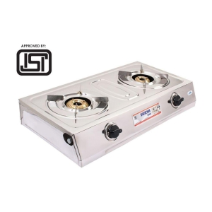 Suryaviva Vs2 2B Ss Stainless Steel 2 Cast Iron Burner Gas Stove(Manual Ignition,Silver)