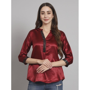 Curvydrobe Maroon Satin Women's A-Line Top ( Pack of 1 ) - None