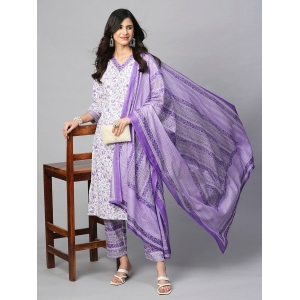 Lavender Bliss: Pure Cotton Kurta Pant Set for Women-XL