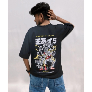 Men's Anime Back Printed Naruto T-Shirt - BLACK-M