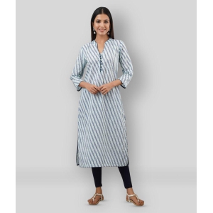 SVARCHI - Blue Cotton Blend Womens Straight Kurti ( Pack of 1 ) - XXL