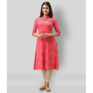 SVARCHI - Pink Viscose Women''s Front Slit Kurti ( Pack of 1 ) - L