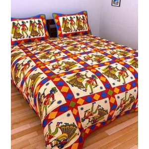 UniqChoice Rajasthani 100% Cotton Jaipuri Floral King Size 1 Double Bedsheet With 2 Pillow Cover