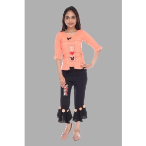 PARI FASHION - PeachPuff Cotton Blend Girls Top With Capris ( Pack of 1 ) - None