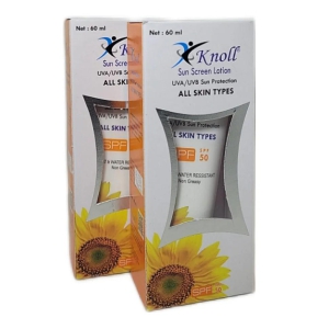 Knoll Sunscreen SPF 50 sweat and water resistent ,non greasy pack of 2x 60ml
