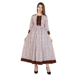 Rangun - Brown Cotton Blend Women's Flared Kurti ( Pack of 1 ) - M