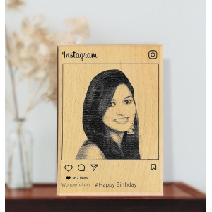 Achchha Gift Personalized Birthday Gift Wooden Photo Frame- Personalised Engraved Wooden Frame | Customised Gift Items for Birthday | Birthday Gift Ideas- INSTA