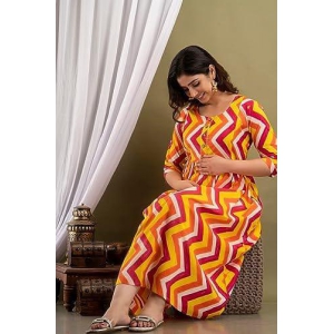 Women's Cotton Floral Printed Anarkali Maternity Breast Feeding Kurti-Yellow