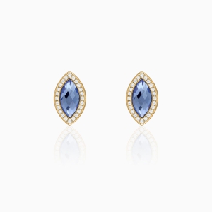 Golden Sapphire Blue Marquise Earrings