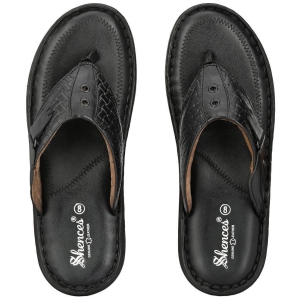 SHENCES - Black Men's Leather Slipper - None