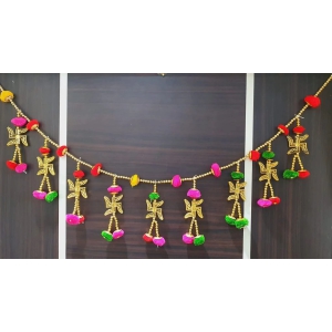 Smizzy Bandarwal Torans Toranam for entrance door toran for main door latest home decoration items Mandir with Multicolor Pompom Wall Hanging For Diwali | Seemantham decoration items | pooja room decoration items |1pc Multicolor