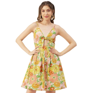 Moomaya Printed Spaghetti Strap Dress, Tie-Knot Knee Length, Flared Dress