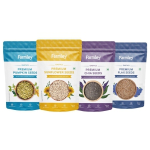 Farmley Premium Seeds Combo Pack for Eating | Total 200 g*4 | Chia Seeds | Flax Seeds | Pumpkin Seeds | Sunflower Seeds