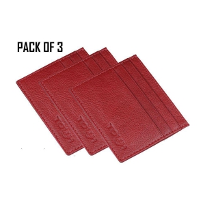 Tough Red Leather ATM + Money Slot 6 Slot Card Holder For Men & Women - Red