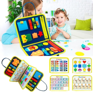 New Busy Book Children's Busy Board Dressing And Buttoning Learning Baby Early Education Preschool Sensory Learning Toy-Style 1set