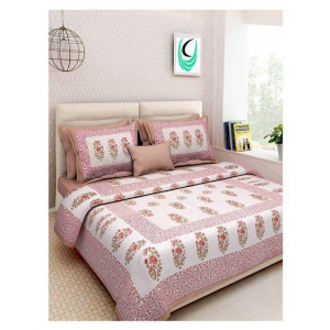 Uniqchoice Cotton Double Bedsheet with 2 Pillow Covers ( 240 cm x 215 cm )
