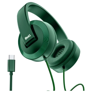 Bell BLHDP135A Type C Wired Headphone Over Ear 24 Hours Playback Passive noise cancellation IPX4(Splash & Sweat Proof) Green