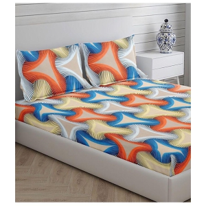 HOMETALES Microfiber Abstract Double Bedsheet with Two Pillow Covers -Multicolor - Multicolor