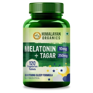 Himalayan Organics Melatonin 10mg + Tagar 250mg | Potent Sleep Aid Formula | 120 Veg Tablets