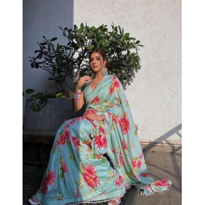 Printed Satin Saree