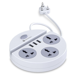 Portronics Power Plate 5:Power Converter With USB Charger ,White (POR 1359)