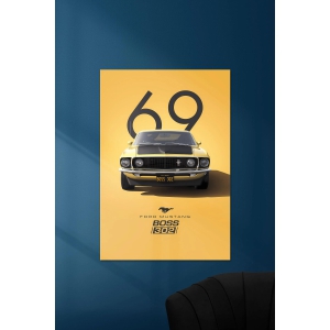 FORD MUSTANG BOSS | VINTAGE CAR #1 | CAR POSTERS-A4