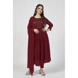 estela-maroon-georgette-womens-flared-kurti-pack-of-1-none