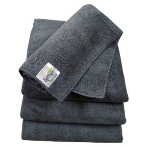 SOFTSPUN Microfiber Cloth - 4 pcs - 40x40 cms - 340 GSM Grey- Thick Lint & Streak-Free Multipurpose Cloths - Automotive Microfibre Towels for Car Bike Cleaning Polishing Washing & Detailing