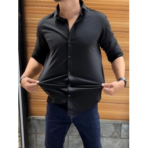 Men Slim Fit Self Design Slim Collar Casual Shirt-M