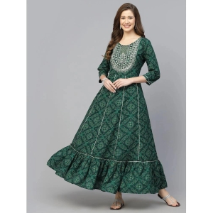 Stylum Rayon Printed Anarkali Womens Kurti - Green ( Pack of 1 ) - None