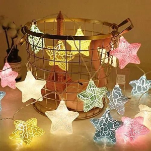 16 Cracked Pastel Star LED String Lights