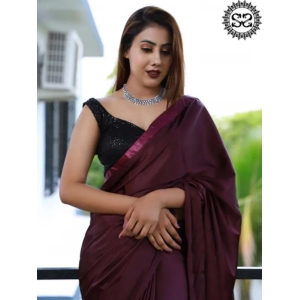 Mulberry Wine Satin Saree