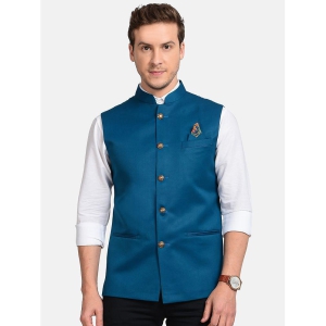 Paul Street - Blue Viscose Mens Nehru Jacket ( Pack of 1 ) - None