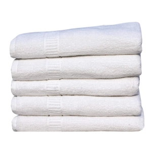 Mandhania Lovely White Cotton Bath Towels 400 GSM (28x57) Pack of 5