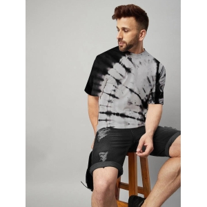 Black And Grey Tie And Die Oversize T-shirt - Shop Now!-XXL / Black