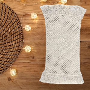 ecofynd Macrame Cotton Table Placemats-Ivory / 1